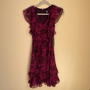 Tommy Hilfiger purple dress with pink and purple flowers tie waist